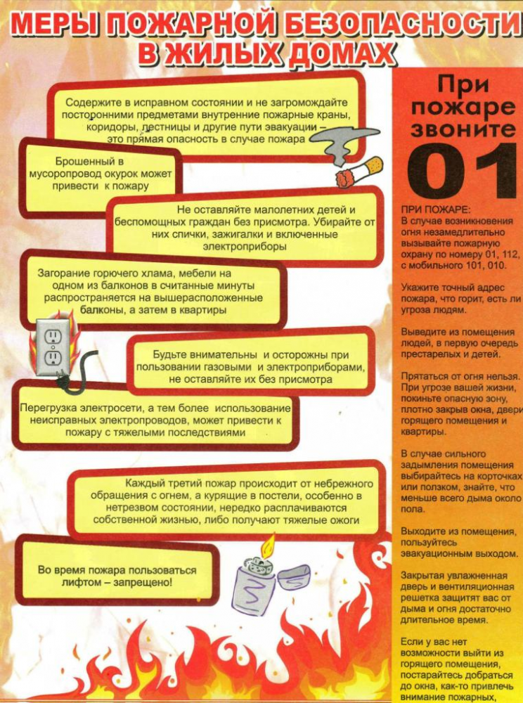 Памятка о мерах пожарной безопасности в жилых домах